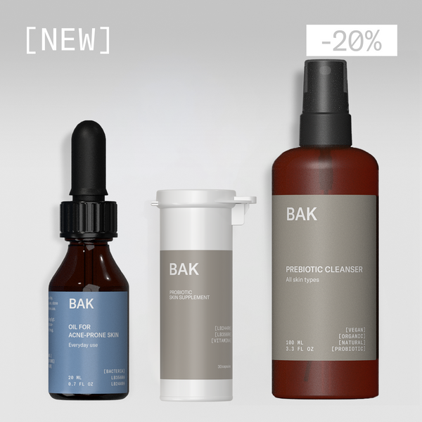 Holistisk trio til fedtet hud tendens til akne | BAK Probiotic Skincare, Danmark